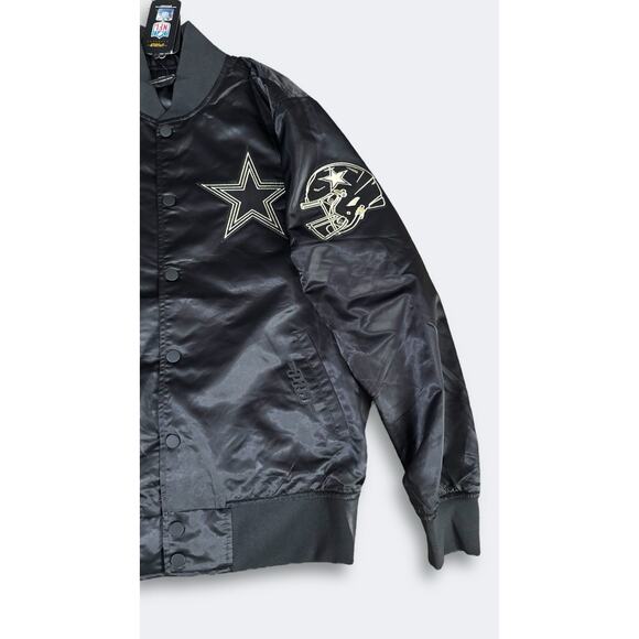 Pro Standard NFL Dallas Cowboys Black Gold Satin Varsity Jacket Mens Size L - Picture 4 of 5